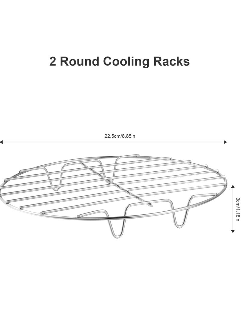 4 Pack Cooling Racks for Cooking and Baking Thick Wire Stainless Steel Baking Racks Nonstick Wire Grids Rack for BBQ Grilling Roasting Steaming Baking Drying Square Round Fit Various Sizes