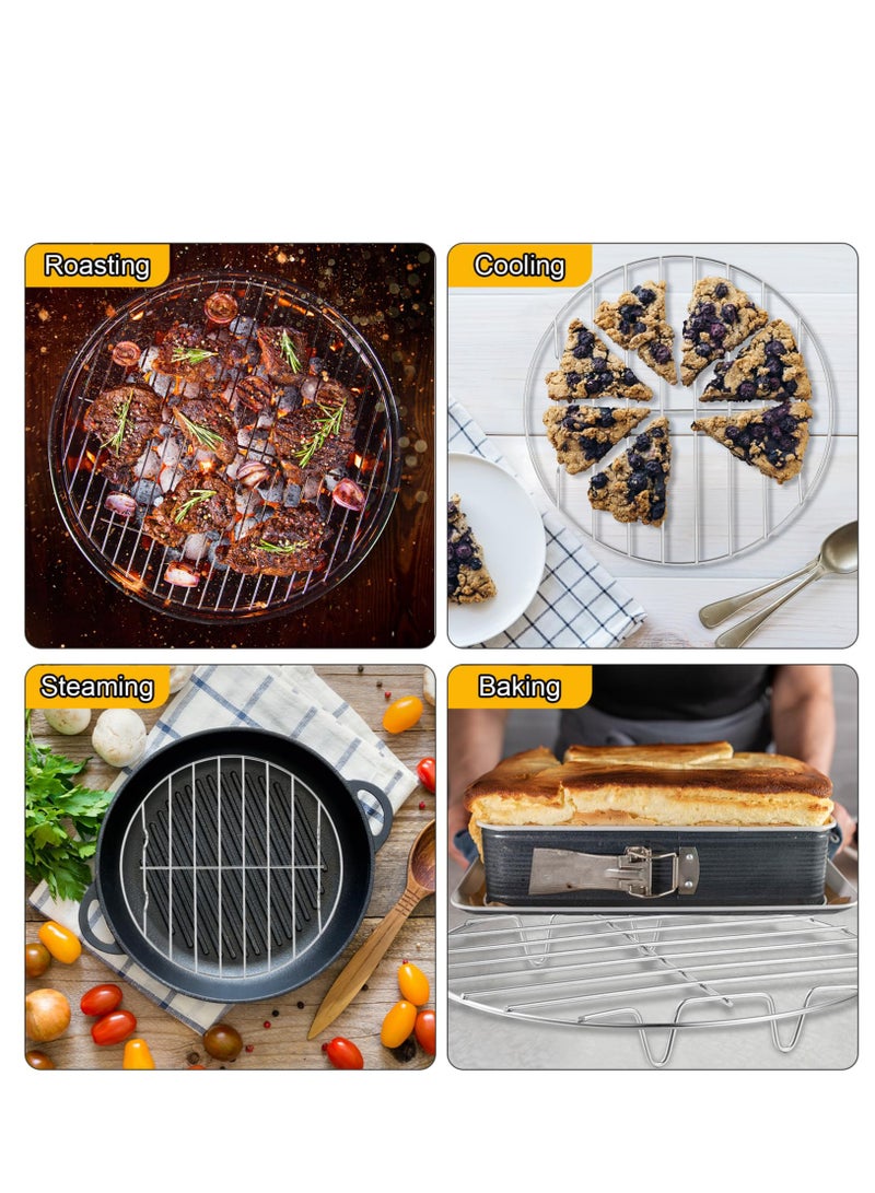 4 Pack Cooling Racks for Cooking and Baking Thick Wire Stainless Steel Baking Racks Nonstick Wire Grids Rack for BBQ Grilling Roasting Steaming Baking Drying Square Round Fit Various Sizes