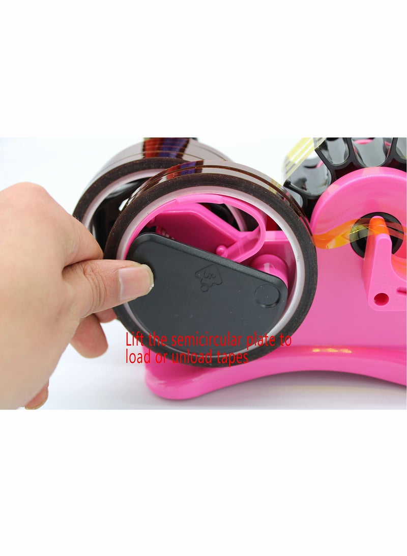 Multiple Roll Cut Heat Tape Dispenser Sublimation for Heat Transfer Tape, Heat Press Thermal Tape Holder Dispenser for Desk with 1 inch and 3 inch Core (Pink)
