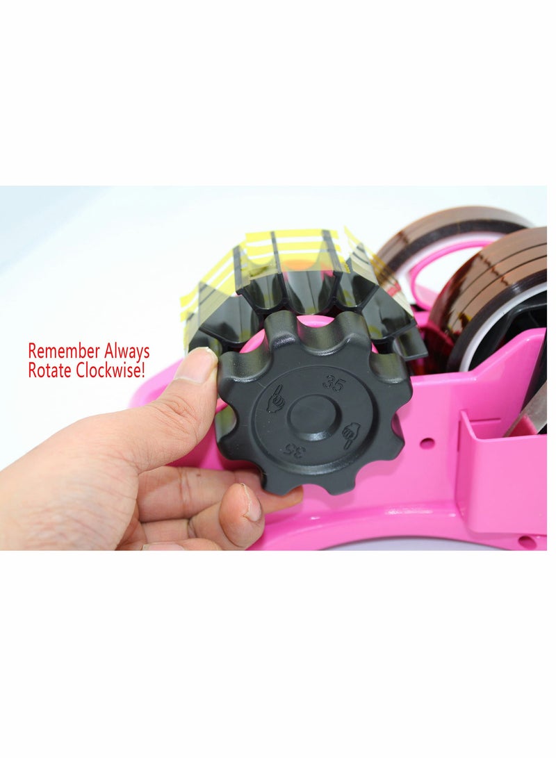 Multiple Roll Cut Heat Tape Dispenser Sublimation for Heat Transfer Tape, Heat Press Thermal Tape Holder Dispenser for Desk with 1 inch and 3 inch Core (Pink)