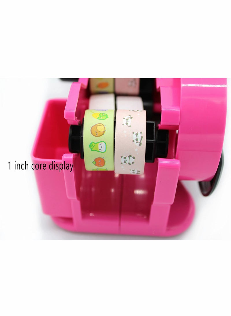 Multiple Roll Cut Heat Tape Dispenser Sublimation for Heat Transfer Tape, Heat Press Thermal Tape Holder Dispenser for Desk with 1 inch and 3 inch Core (Pink)