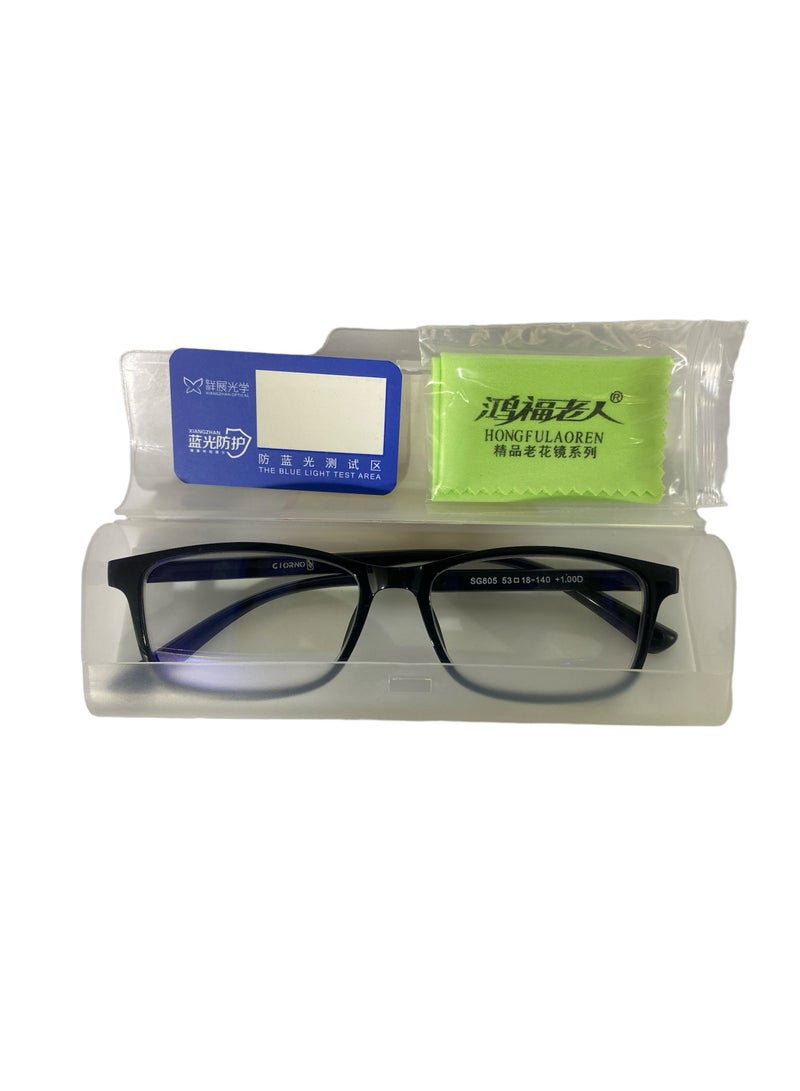 HONGFULAOREN BLUE LIGHT READING GLASSES POWER +1.75 BLACK UNISEX