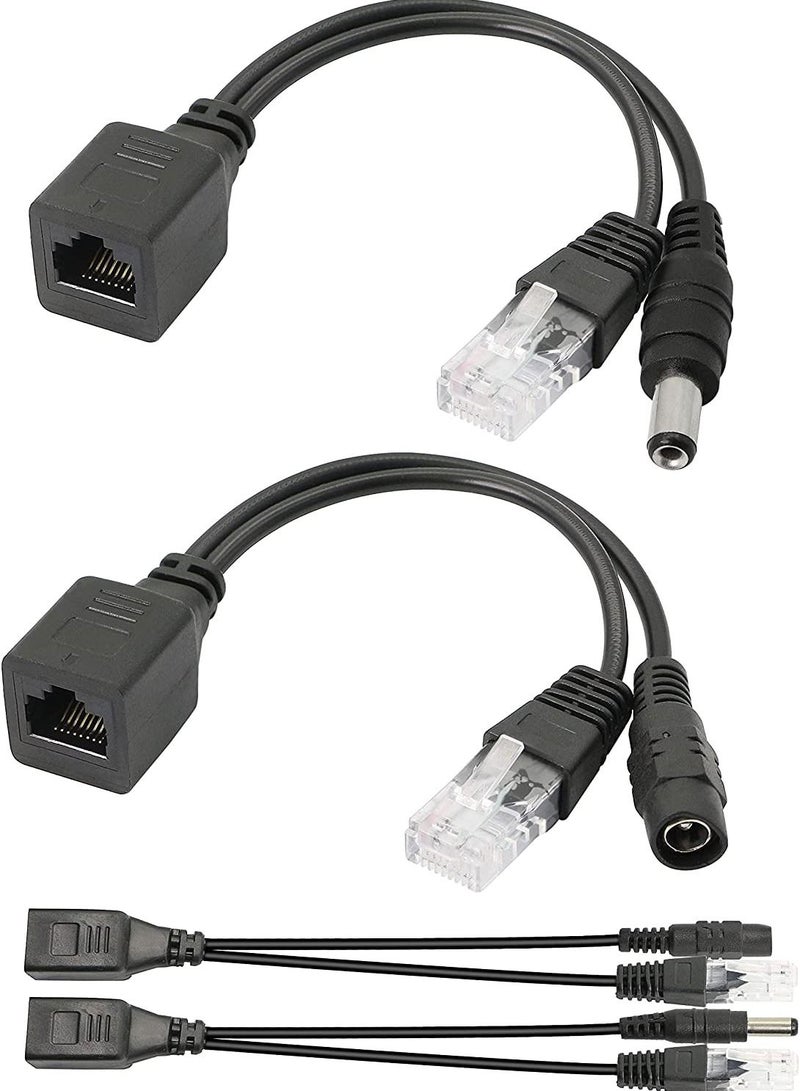 Passive POE Adapter Cable 2Pair POE Injector and POE Splitter Kit with 5.5 2.1mm DC Connector for WLAN Routers Switches Internet Telephony IP Cameras