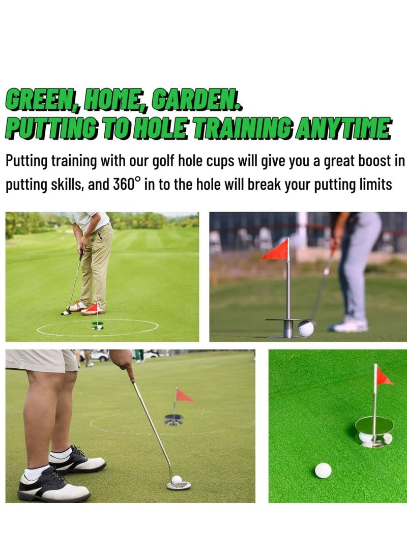 Golf Putting Hole, 360° Golf Green Practice Hole Cup Indoor and Outdoor, Portable Putting Hole for Golf Putt Training, Durable Stainless Steel and Aluminum