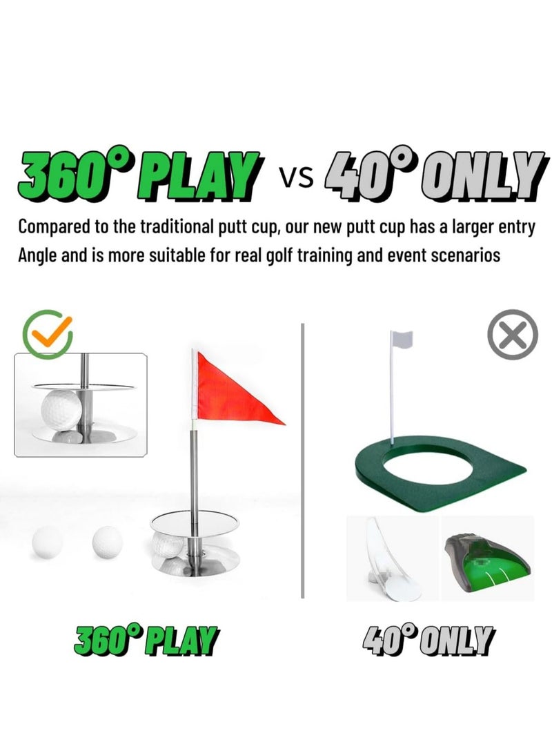 Golf Putting Hole, 360° Golf Green Practice Hole Cup Indoor and Outdoor, Portable Putting Hole for Golf Putt Training, Durable Stainless Steel and Aluminum