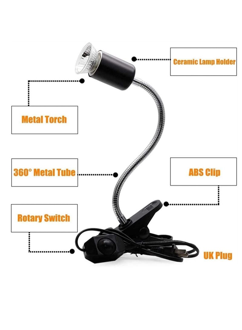 25W Aquarium Light Tortoise Heat Lamp Heat Light for Reptile Pets 360° Adjustable Aquarium Heating Light E27 Clamp-on Pet Heating Emitter for Reptiles Amphibians Lizards Turtle Snakes