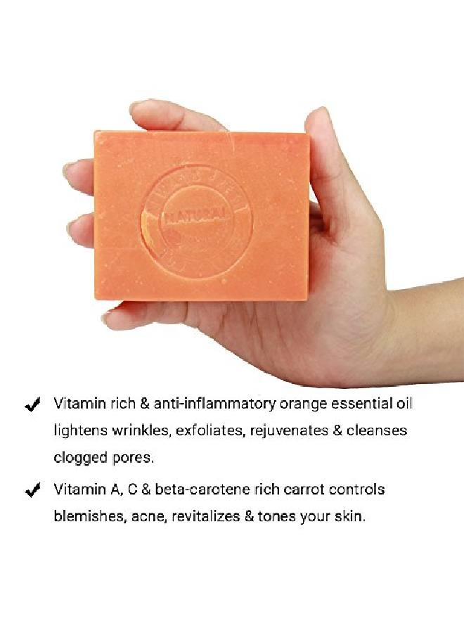 Orange Carrot Soap Handmade 100% Pure Natural Cold Processed Grade 1 Bis Standard Premium Luxurious Soap With Essential Oils Exotic Herbs Aroma 150G