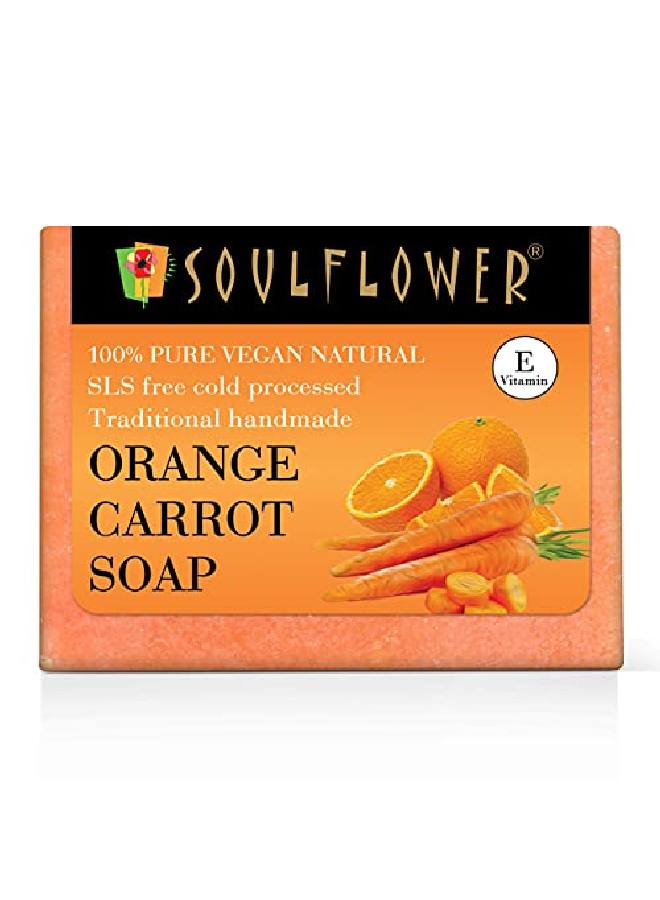 Orange Carrot Soap Handmade 100% Pure Natural Cold Processed Grade 1 Bis Standard Premium Luxurious Soap With Essential Oils Exotic Herbs Aroma 150G