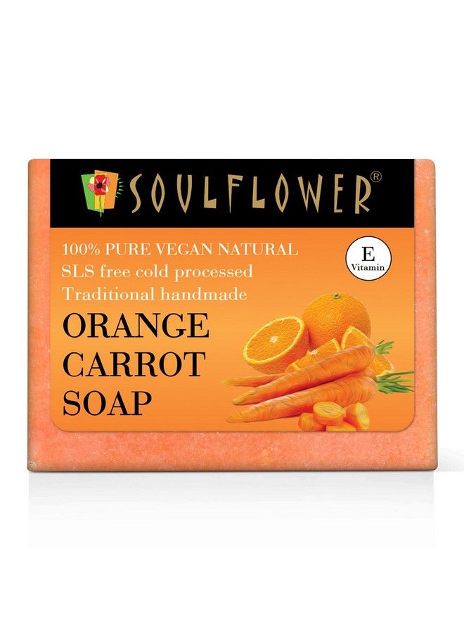 Orange Carrot Soap Handmade 100% Pure Natural & Cold Processed Grade 1 Bis Standard Premium & Luxurious Soap With Essential Oils Exotic Herbs & Aroma 150G