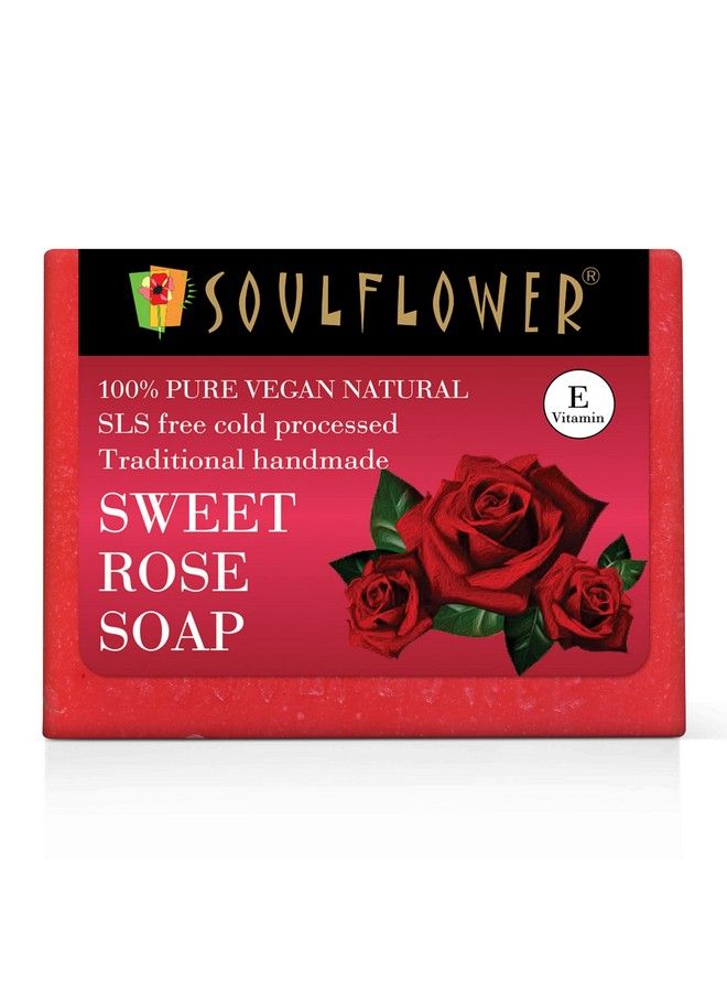 Sweet Rose Soap Handmade 100% Pure Natural & Cold Processed Grade 1 Bis Standard Premium & Luxurious Soap With Essential Oils Exotic Herbs & Aroma 150G