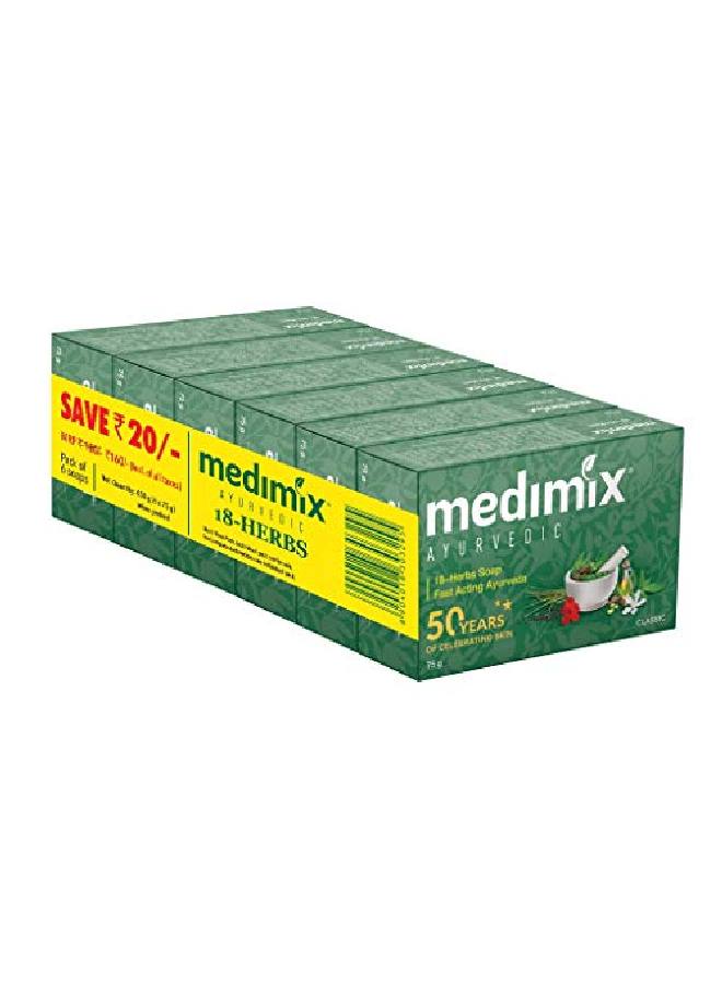 Ayurvedic Classic 18 Herbs Soap 75G (5+1 Offer Pack)
