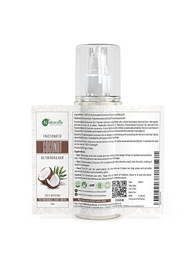 Essence Of Nature Fractionated Coconut Carrier Oil Natural Skin Moisturizer, Therapeutic, Odorless, 200 Ml