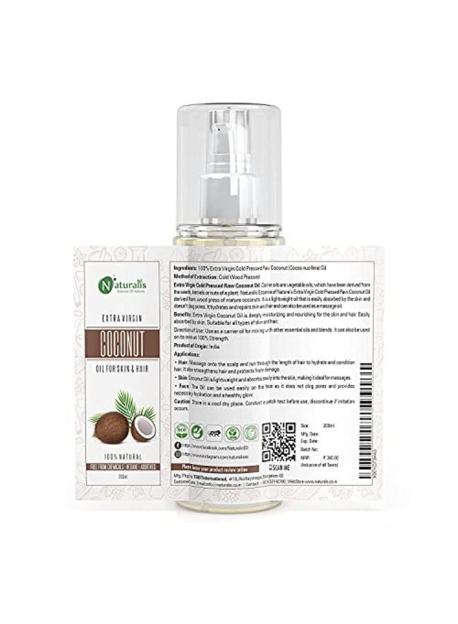 Essence Of Nature Extra Virgin Cold Pressed Raw Coconut Oil Natural Skin Moisturizer, For Hair, Skin And Face, 200 Ml