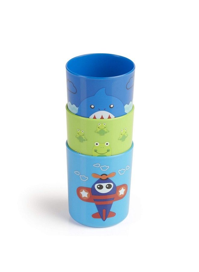 Boo Boo Cup For Kids 100% Bpa Free Training Cup Set For Baby Toddlers Unbreakable 3Pcs Baby Tumbler Glass Set 240 Ml 8 Oz.(Blue & Green 18M+)