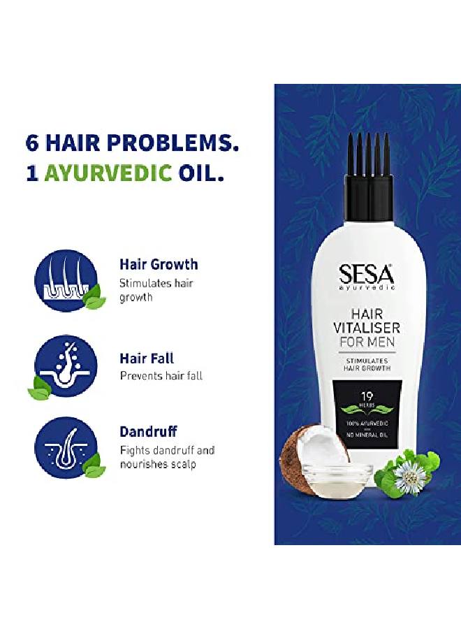 Ayurvedic Hair Vitaliser For Men For Hair Growth 19 Herbs + 11 Oils No Mineral Oil With Comb Applicator 100 Ml