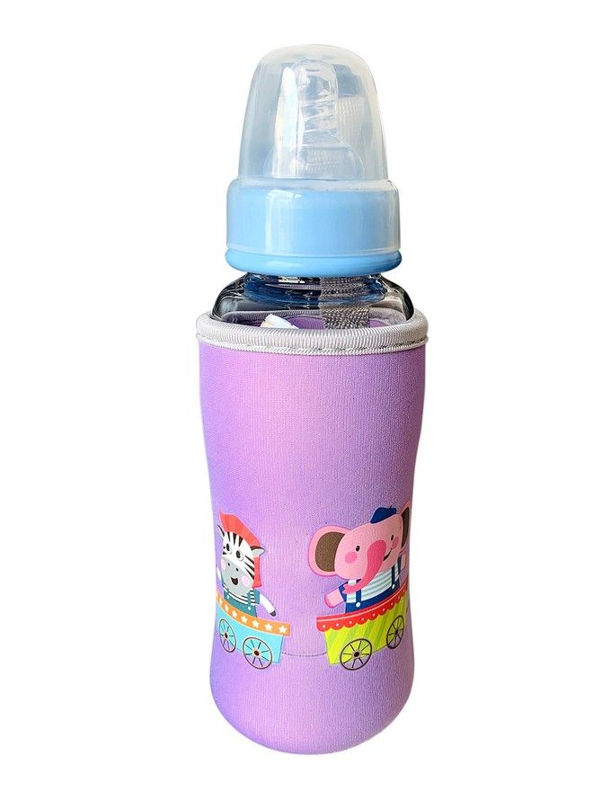 Cute Animated Patterned Soft Stretchable Baby Feeding Bottle Cover With Easy To Hold Strap For 120Ml 150Ml 240Ml (Zebra & Sheep Pack Of 2)