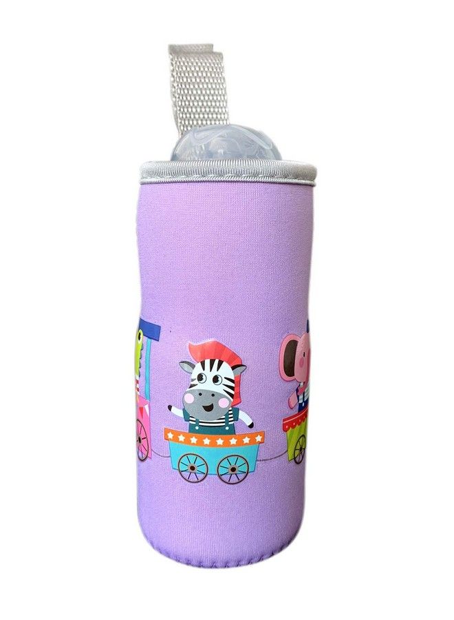 Cute Animated Patterned Soft Stretchable Baby Feeding Bottle Cover With Easy To Hold Strap For 120Ml 150Ml 240Ml (Zebra & Sheep Pack Of 2)