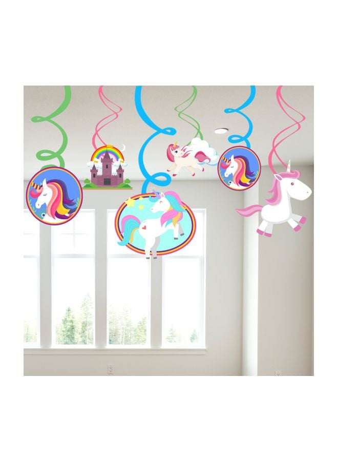 Pack Of 6 Unicorn Swirls Hanging Party Decoration Toy UNISW01