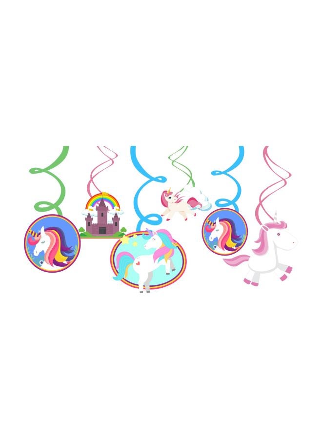 Pack Of 6 Unicorn Swirls Hanging Party Decoration Toy UNISW01