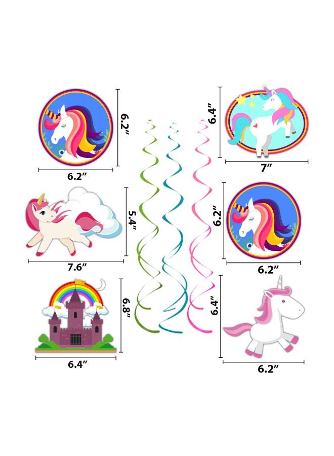 Pack Of 6 Unicorn Swirls Hanging Party Decoration Toy UNISW01