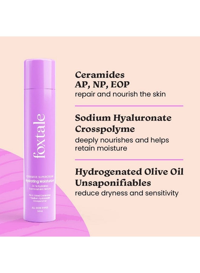 5X Hydrating Ceramide Moisturizer For Face ; Micro Hyaluronic Acid + 3 Ceramides ; Lightweight ; Fast Absorbing ; Repairs Skin Barrier And Texture ; Acnesafe ; Men & Women ; 50Ml