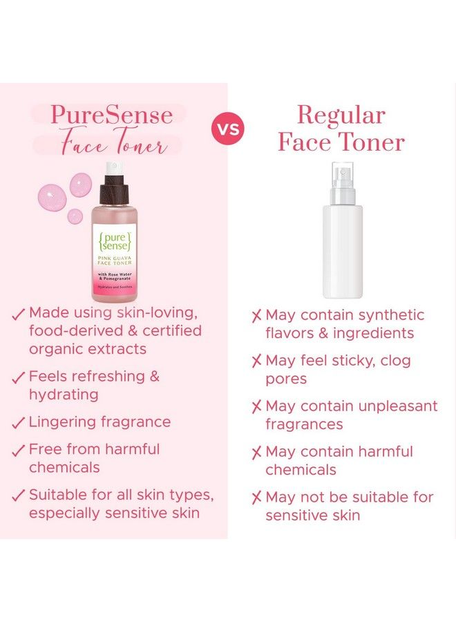 Pink Guava Face Toner With Rose Water Pomegranate & Bamboo Water For Daily Revitalised & Glowing Skin; All Skin Types; 100Ml