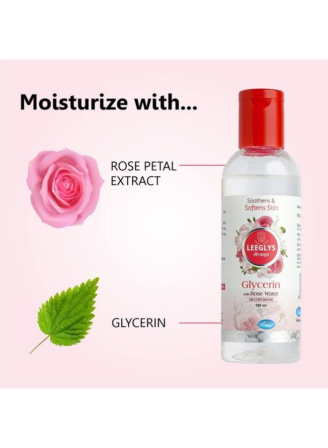 Leeglys Glycerin Rose Water Toner For Face Pack Of 2100Ml Each Enriched With 12% Rose Water And 88% Glycerin ;; For Nourished And Smooth Skin ;; Multipurpose Use