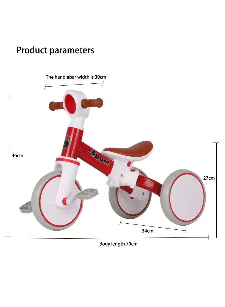 Bicycle Three in One Children's Tricycle Suitable For 1-4 Years Old, Tricycle With Detachable Pedals, Baby Balance Bicycle Three in One Children's Riding Toys, Gifts And Toys For Boys And Girls (red)