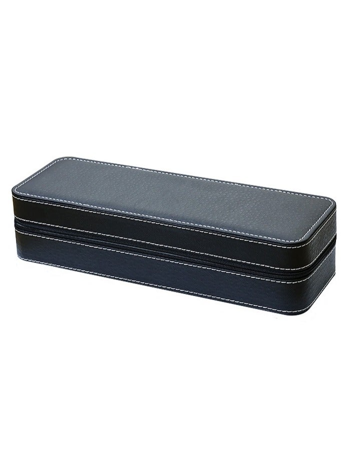 6-Slot PU Leather Watch Box Black