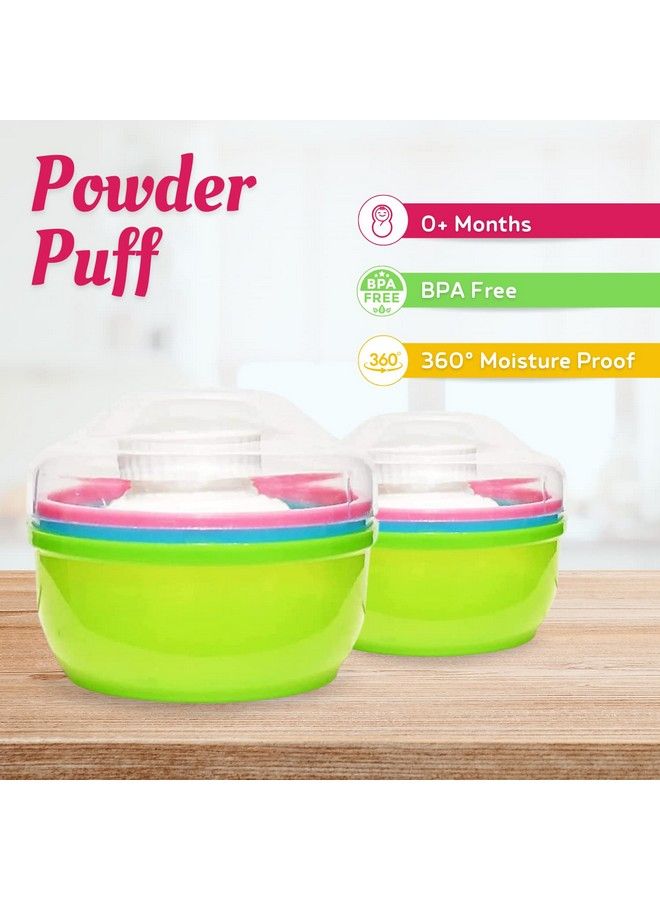 Portable Baby Powder Puff With Box Holder Container For New Born And Kids I For Face And Body (Green)