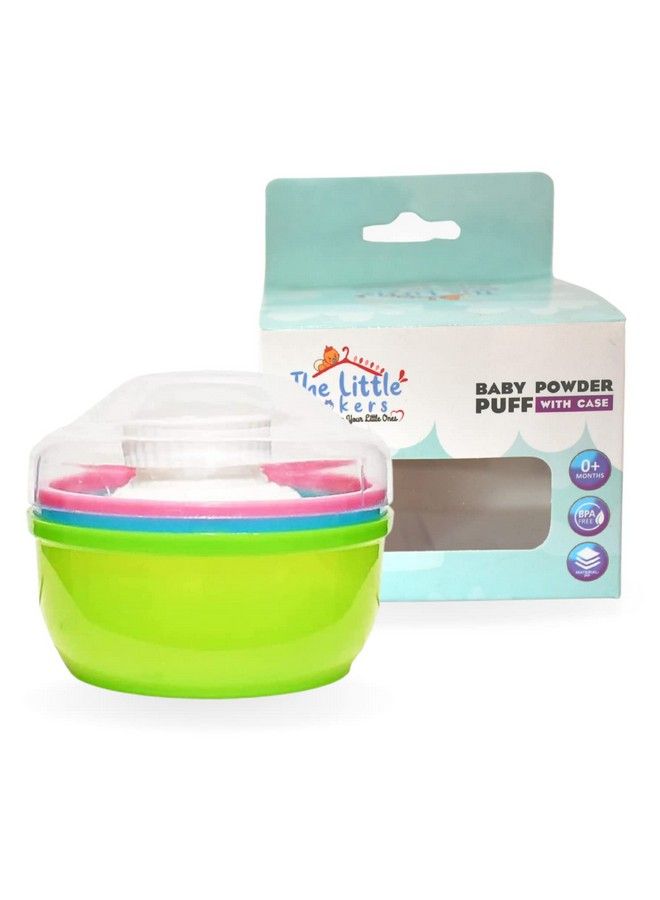 Portable Baby Powder Puff With Box Holder Container For New Born And Kids I For Face And Body (Green)