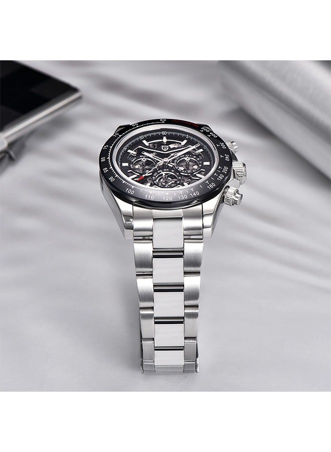 Skeleton Watches for Men Automatic Mechanical Watch 40mm Sapphire Glass Stainless Steel Wrist Watch