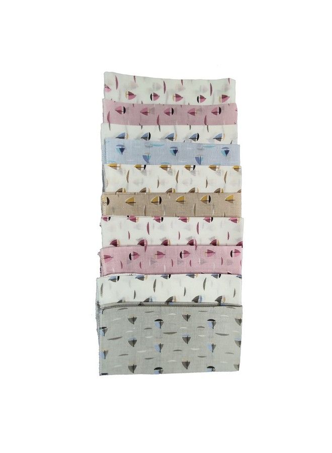 Super Soft 100% Cotton Thin Malmal Face Towels ; Reusable Hygiene Wash Cloth ; Napkin For New Babies ; Soft Cotton Kids Hankies (Small 40 X 40 Cmcolor Boats Pack Of 10 Pcs)