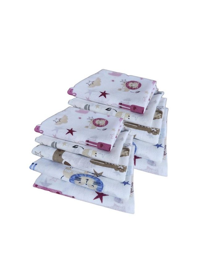 Super Soft 100% Cotton Thin Malmal Cloth ; Reusable Hygiene Wash Cloth ; Napkin For New Babies ; Soft Hankies For Children (Small 40 X 40 Cm Animals Pack Of 10 Pcs)