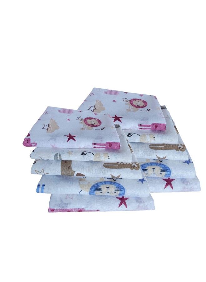 Super Soft 100% Cotton Thin Malmal Cloth ; Reusable Hygiene Wash Cloth ; Napkin For New Babies ; Soft Hankies For Children (Small 40 X 40 Cm Animalspack Of 10 Pcs)
