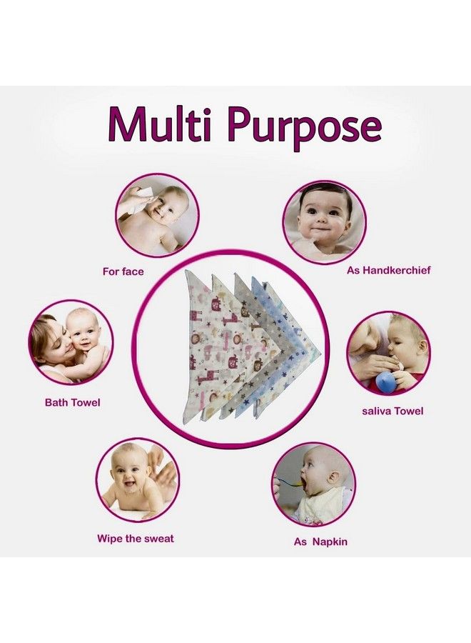 Super Soft 100% Cotton Thin Malmal Cloth ; Reusable Hygiene Wash Cloth ; Napkin For New Babies ; Soft Hankies For Children (Small 40 X 40 Cm Animalspack Of 10 Pcs)