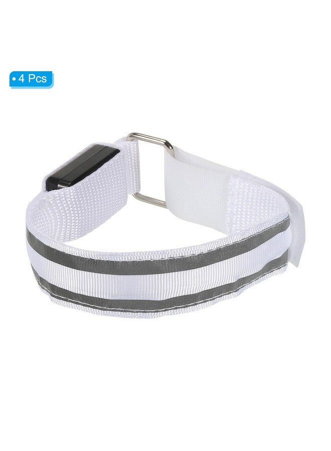 Led Wristband 4 Pack Light Up Bracelets Led Armbands Glow In The Dark Safety Wrist Band For Parties Concerts Festivals Night Run White