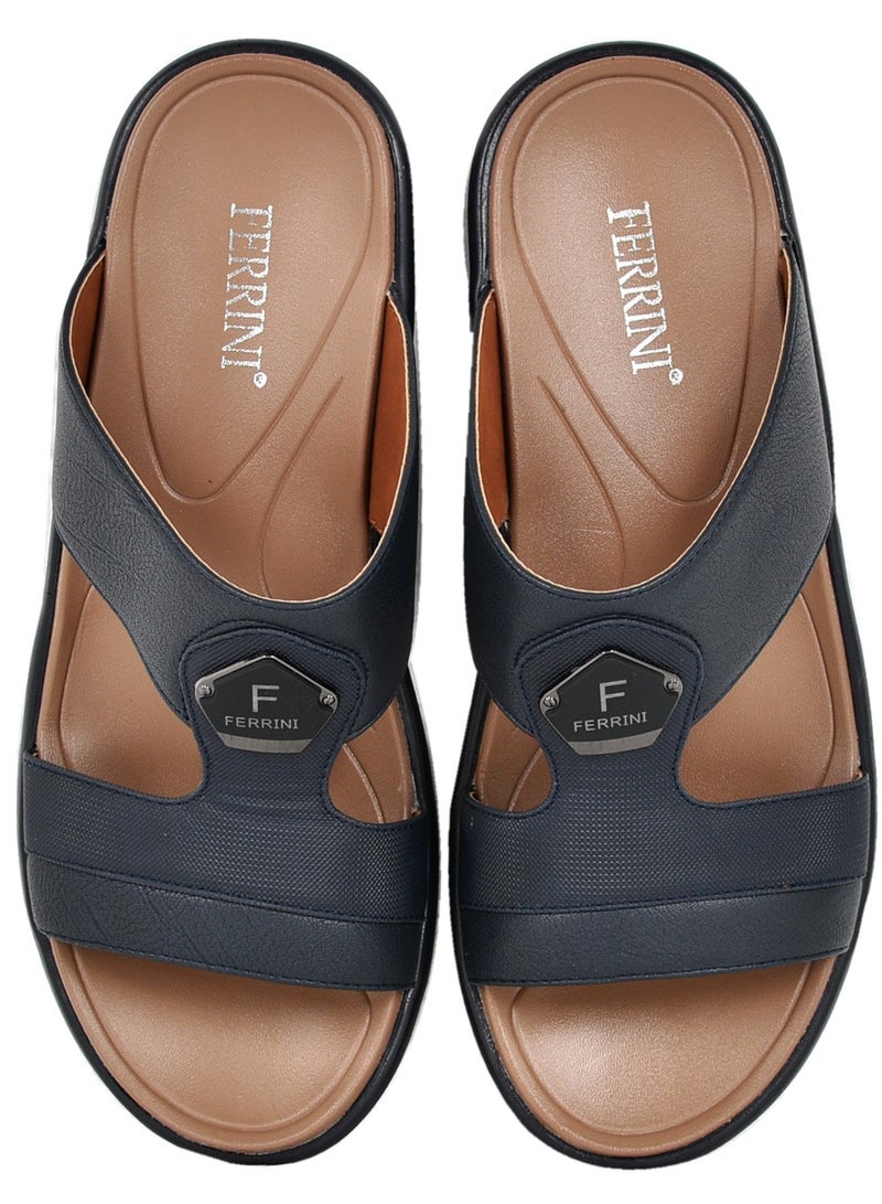 Mens Ferrini Slip-On Arabic Sandals Navy