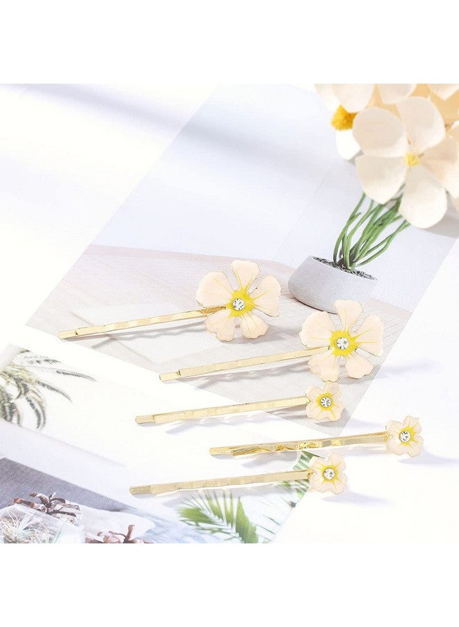 Flower Hair Clips Floral Hair Pin Rhinestone Bridal Decorative Bobby Pins Wedding Hair Accessories For Women And Girls (Pack Of 5)