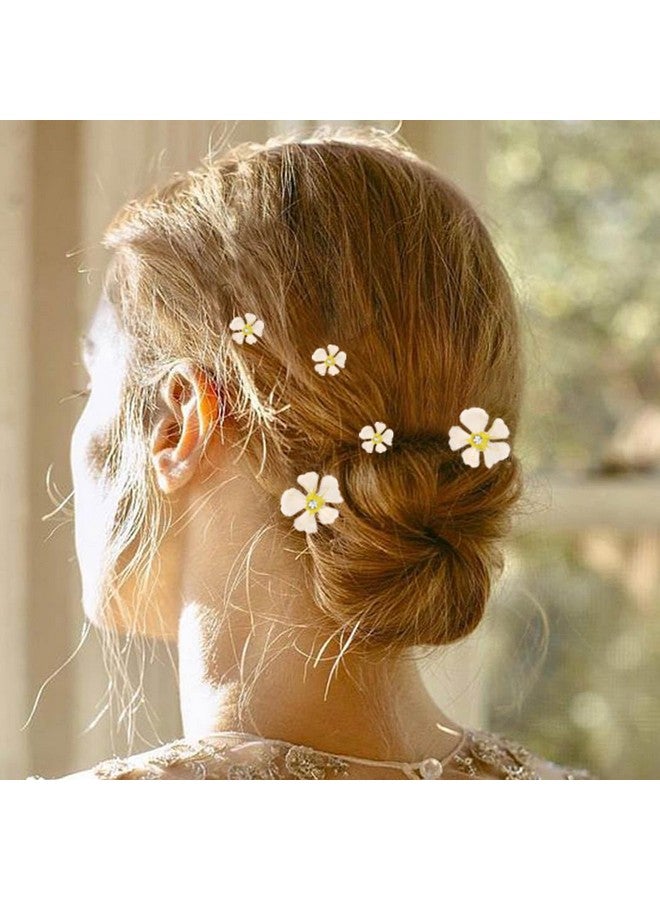 Flower Hair Clips Floral Hair Pin Rhinestone Bridal Decorative Bobby Pins Wedding Hair Accessories For Women And Girls (Pack Of 5)