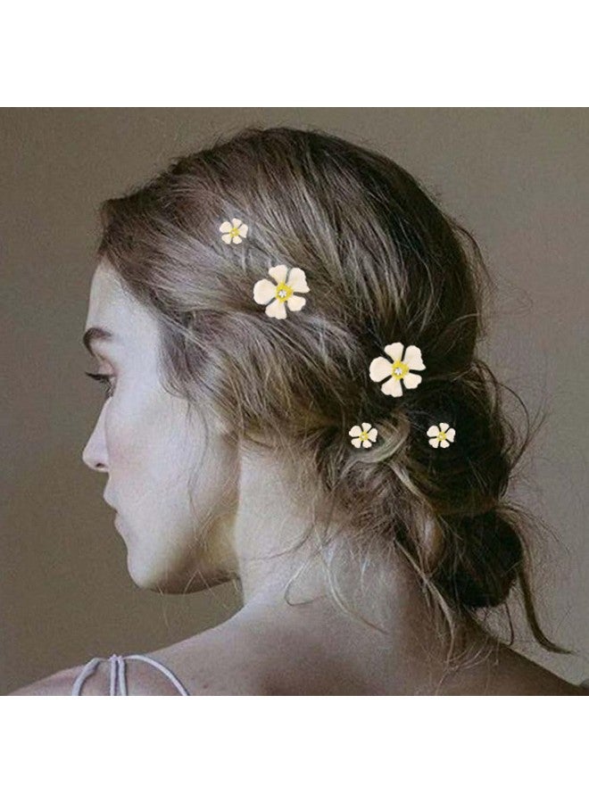 Flower Hair Clips Floral Hair Pin Rhinestone Bridal Decorative Bobby Pins Wedding Hair Accessories For Women And Girls (Pack Of 5)