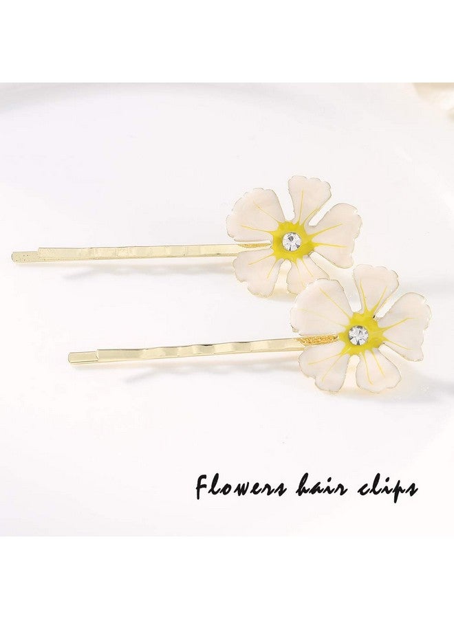 Flower Hair Clips Floral Hair Pin Rhinestone Bridal Decorative Bobby Pins Wedding Hair Accessories For Women And Girls (Pack Of 5)