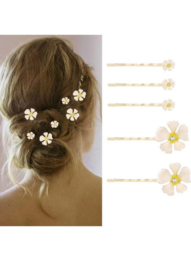 Flower Hair Clips Floral Hair Pin Rhinestone Bridal Decorative Bobby Pins Wedding Hair Accessories For Women And Girls (Pack Of 5)