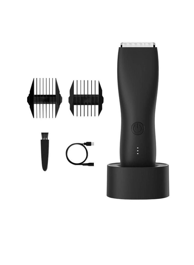 Body Trimmer for Men and Women, Ball Shaver, Electric Groin Pubic Hair Trimmer, Waterproof Wet/Dry Groomer, Replaceable Ceramic Male Hygiene Razor Clippers, Standing Recharge Dock