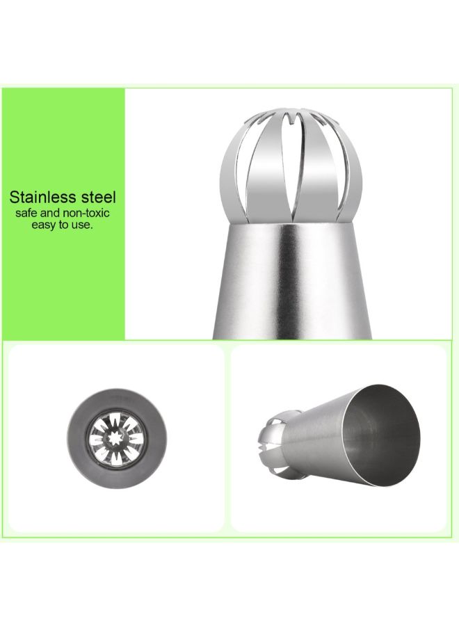 5-Piece Flower Ball Tip Cake Piping Nozzle Silver 3 x 3 x 5.7cm