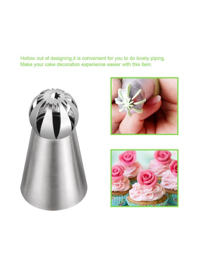 5-Piece Flower Ball Tip Cake Piping Nozzle Silver 3 x 3 x 5.7cm