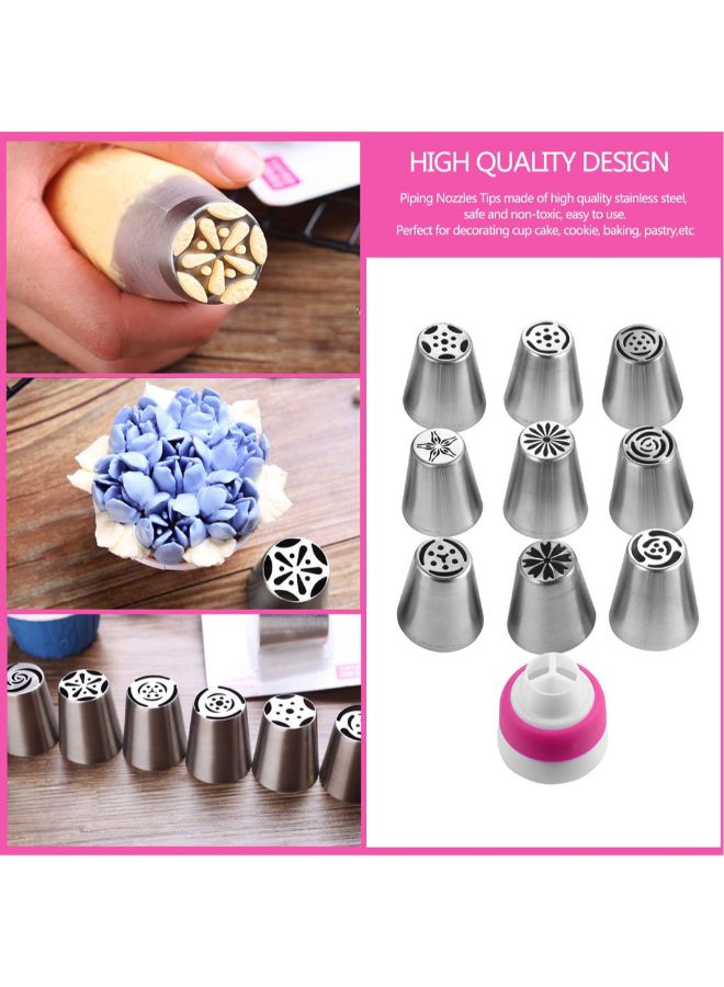 10-Piece Sphere Ball Tip Icing Nozzle Silver 3.7 x 3.7 x 4.1centimeter