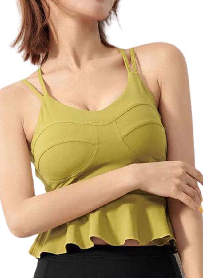 Padded Peplum Ruffles Sports Bra Yellow