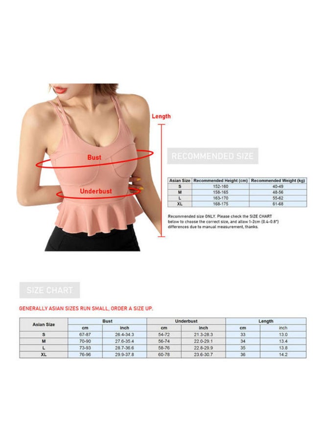 Padded Peplum Ruffles Sports Bra Pink