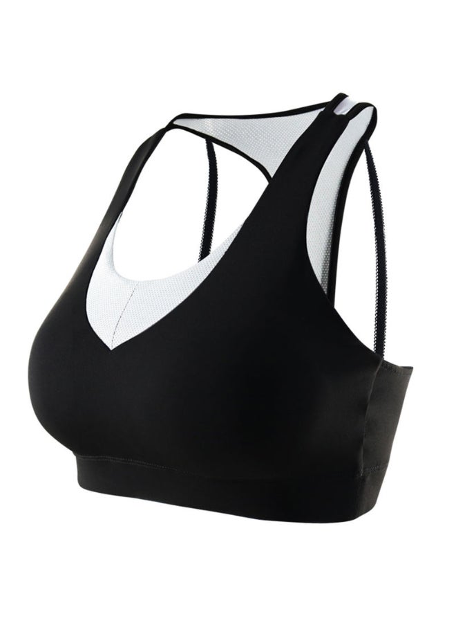 Fashion Fitness Backless Push Up Sport Bra White/Black